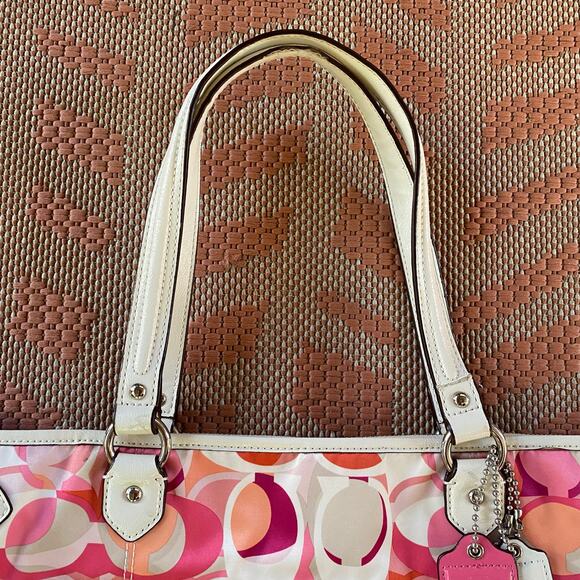 Coach Y2K Daisy Kaleidoscope Print Emma Tote Bag Pink White Large Shoulder Bag - Picture 5 of 16